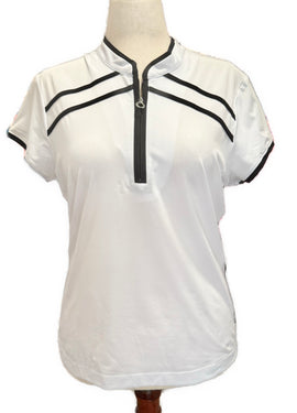 New Kinona Gimme Putt Short Sleeve Golf Top - White/Black Size L MSP$121