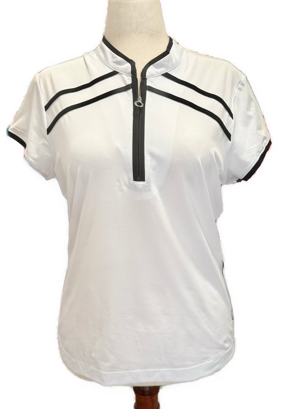 New Kinona Gimme Putt Short Sleeve Golf Top - White/Black Size L MSP$121