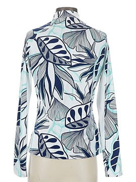 Tail Activewear White, Aqua & Navy Tropical Print Pullover Size S - 0