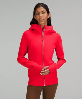Lululemon Carnation Red Full-Zip Scuba Hoodie Size 12 MSP$118