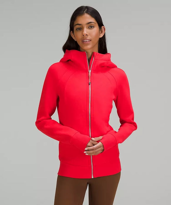 Lululemon Carnation Red Full-Zip Scuba Hoodie Size 12 MSP$118