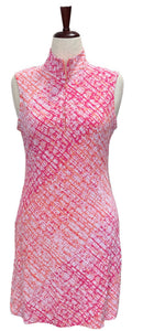 Ibkul Pink & Coral 1/4 Zip Sleeveless Golf Dress Size M-1