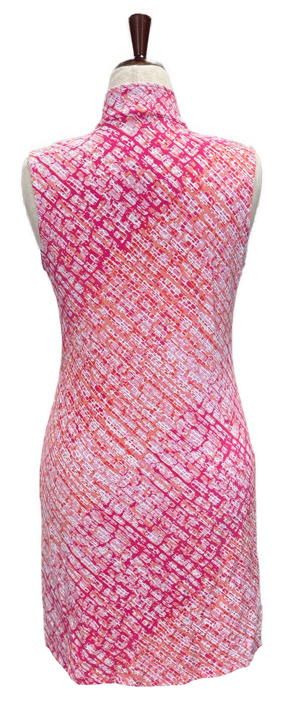 Ibkul Pink & Coral 1/4 Zip Sleeveless Golf Dress Size M