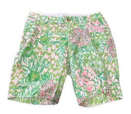 Lilly Pulitzer Green & Pink Floral Women's Golf Shorts Size 8