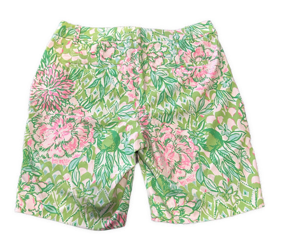 Lilly Pulitzer Green & Pink Floral Women's Golf Shorts Size 8