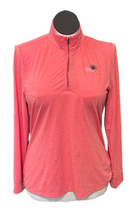 Greg Norman Women's Coral Heather Zip Mock Pullover w/ Logo Size L