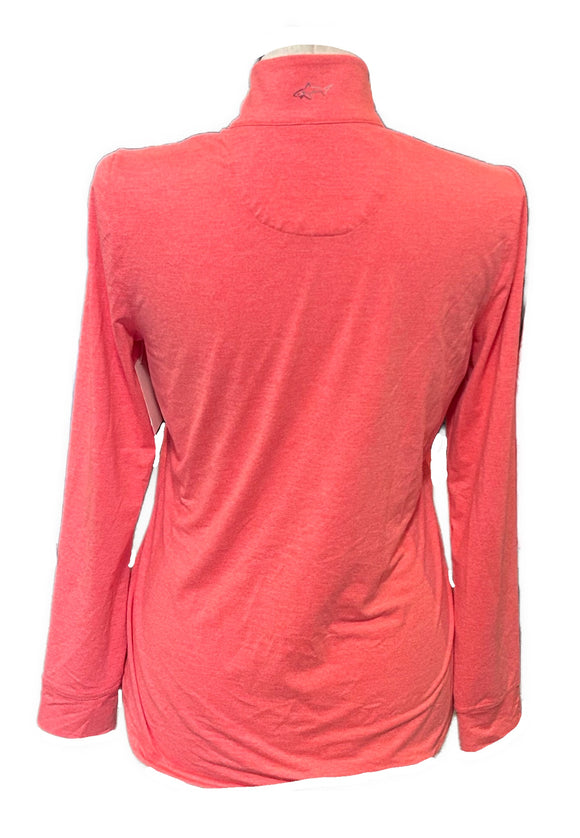 Greg Norman Women's Coral Heather Zip Mock Pullover w/ Logo Size L