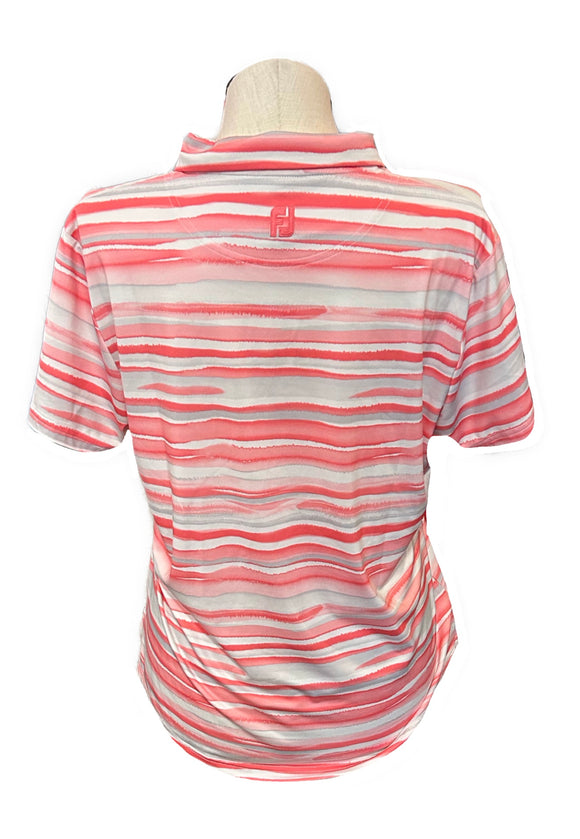 Footjoy Women's Coral & White Watercoloe Golf Polo Size XL MSP$