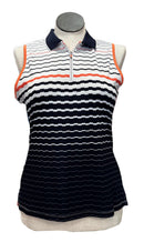 Grandslam Navy & Orange Digital Stripe Ombre Sleeveless Top Size L-1