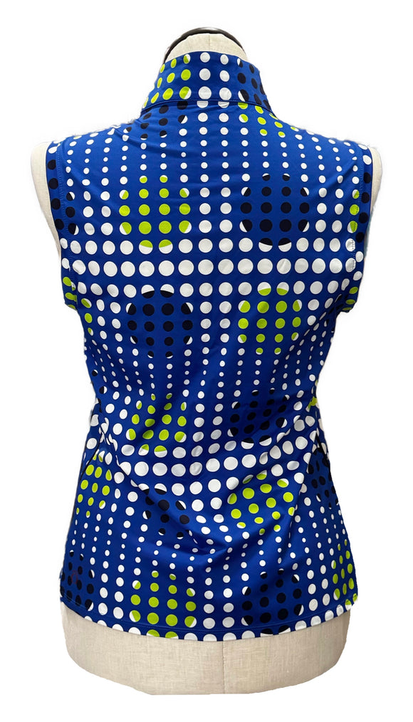 Kinona Navy, White & Green Polka Dot Sleeveless Top Size L