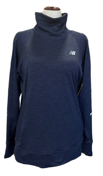 New Balance Women's Navy Heathered Mock Neck Pullover Size M