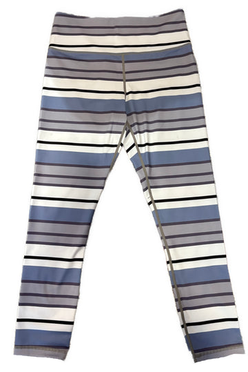 Zyia Active Women's Purple & Black Striped Leggings Size M