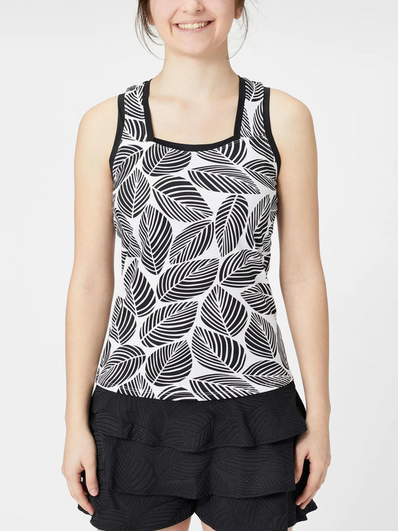 New Tail Activewear Rumary Tennis Tank- Botanical Leaves MSP$73
