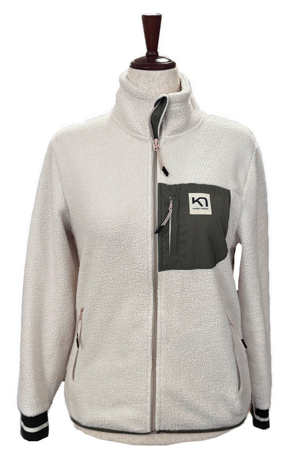 Kari Traa Women's White & olive Rothe Fleece Jacket Size M MSP$100
