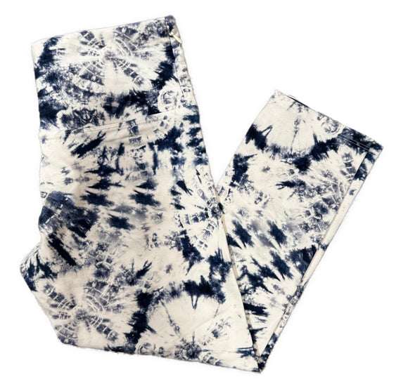 Lorna Jane Women's White & Blue Tie Dye Capri Leggings Size L MSP$72