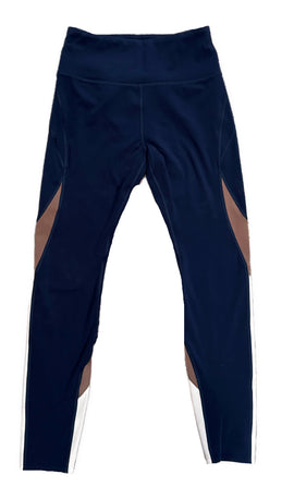 Lorna Jane Blue, Brown & White Colorblock Leggings Size M MSP$72