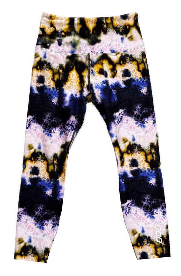 Lorna Jane Women's Yellow & Purple Leopard Print Crop Leggings Size L MSP$72
