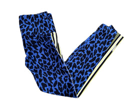 Lorna Jane Women's Blue & Black Leopard Print Leggings w/Yellow Accents Size L MSP$72 - 0