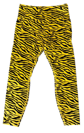 Lorna Jane Women's Yellow & Black Tiger Stripe Leggings Size M MSP$72