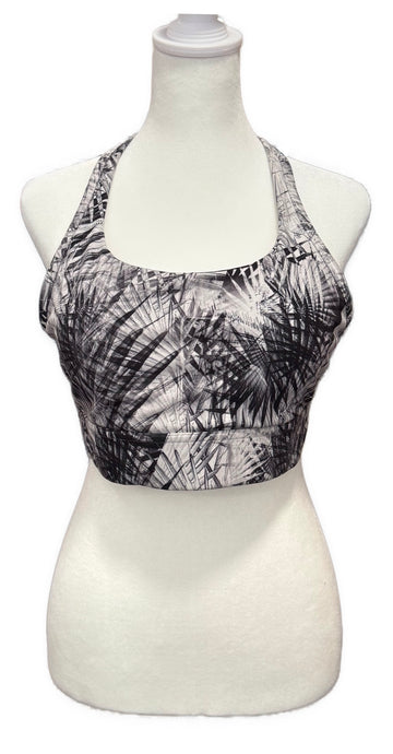 Lorna Jane Women's Black & White Palm Print Sports Bra Size L MSP$60