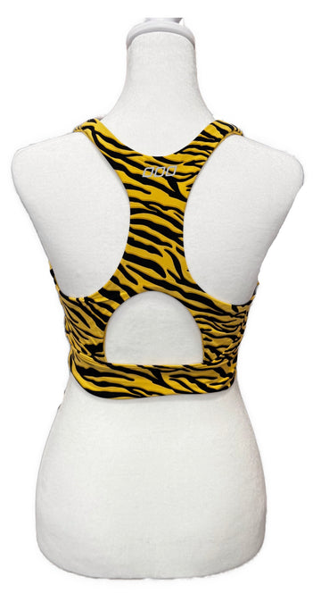 Lorna Jane Women's Yellow & Black Tiger Stripe Sports Bra Size M MSP$60 - 0