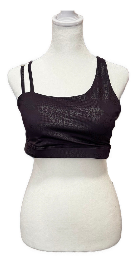 Zyia Active Women's Plum Metallic Snakeskin Print Sports Bra Size L MSP$60