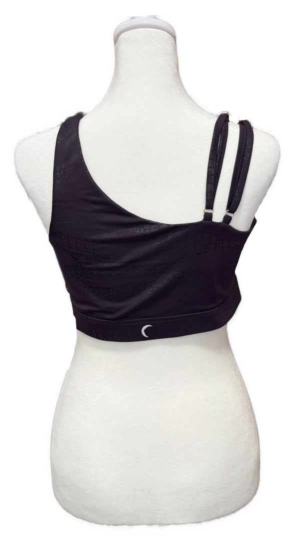 Zyia Active Women's Plum Metallic Snakeskin Print Sports Bra Size L MSP$60