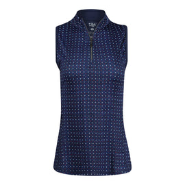 Adair Active 1764 Navy Vienna Sleeveless Print Golf Polo Size M MSP$60