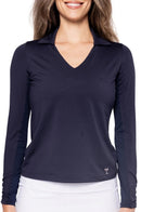 New Golftini Women's Navy Long Sleeve Lisa Sport Polo MSP$118-1