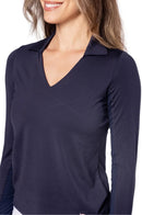 New Golftini Women's Navy Long Sleeve Lisa Sport Polo MSP$118-2
