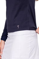 New Golftini Women's Navy Long Sleeve Lisa Sport Polo MSP$118-3