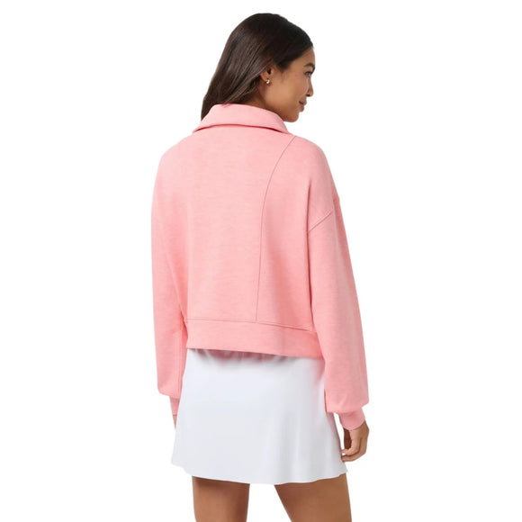 New Travis Matthew Women' Skyloft Soft Half Zip - Heather Porcelain Rose MSP$120