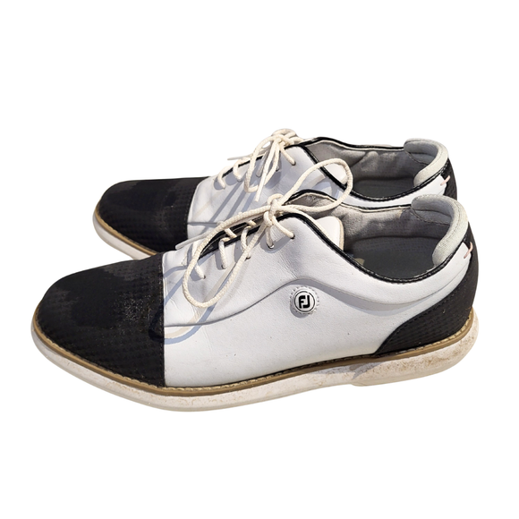 Women's Footjoy Traditions Cap Toe Golf Shoe White/Black Size 8 MSP$120