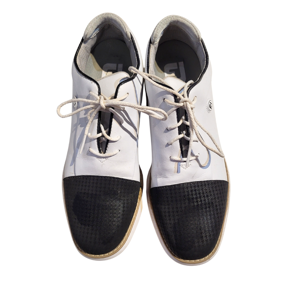 Women's Footjoy Traditions Cap Toe Golf Shoe White/Black Size 8 MSP$120