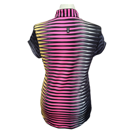 Jamie Sadock Black, Pink & Peach Striped Golf Top Size L MSP$93 - 0