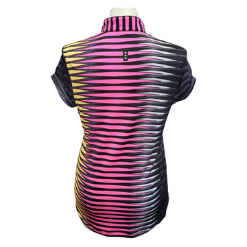 Jamie Sadock Black, Pink & Peach Striped Golf Top Size L MSP$93 - 0