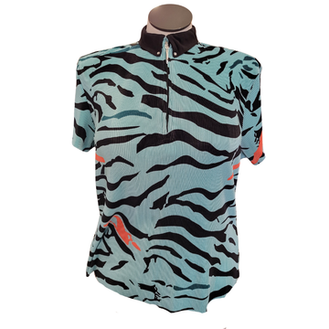 Jamie Sadock Aqua & Black Animal Print Crunch Golf Top Size L MSP$93