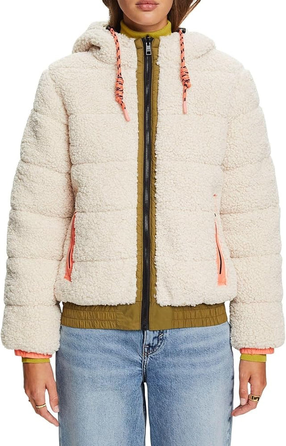 Esprit Women's Recycled Reversible Teddy Faux Fur Jacket Size M MSP$185