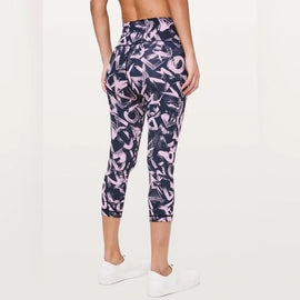Lululemon Wunder Under Crop High Rise Graffiti Pop Legging Size 8 - 0