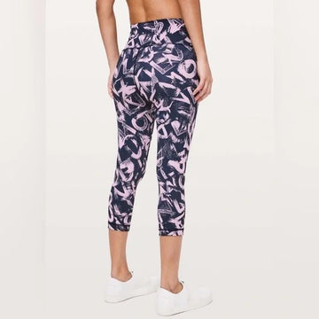 Lululemon Wunder Under Crop High Rise Graffiti Pop Legging Size 8 - 0