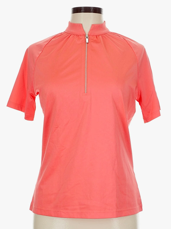 Tail Women's Coral Short Sleeve Zip Mock Golf Top Size M  MSP$90