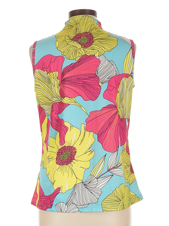 Tail Activewear Colorful Hibiscus Sleeveless Golf Top Size L MSP$92