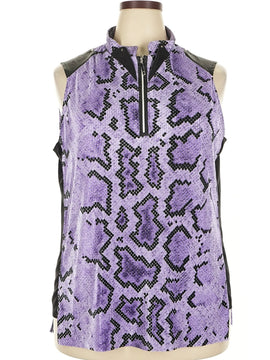 Jamie Sadock Purple & Black Snakeskin Print Sleeveless Golf Top Size XXL