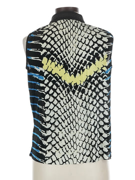 Jamie Sadock Black, Yelllow & BLue Crinkle Sleeveless Golf Top Size L - 0