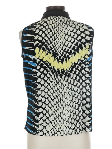 Jamie Sadock Black, Yelllow & BLue Crinkle Sleeveless Golf Top Size L - 0