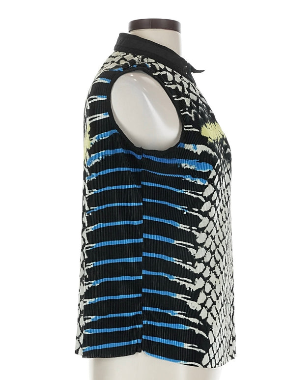 Jamie Sadock Black, Yelllow & BLue Crinkle Sleeveless Golf Top Size L