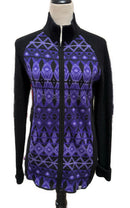 Title Nine Merino Wool Black & Purple Geo Full-Zip Jacket Size L MSP$149-2