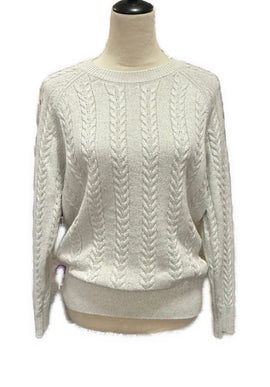 Athleta Crossroads Crew Cable Knit Ivory Metallic Sweater Size S MSP$149 - 0