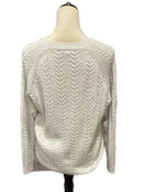 Athleta Crossroads Crew Cable Knit Ivory Metallic Sweater Size S MSP$149-3
