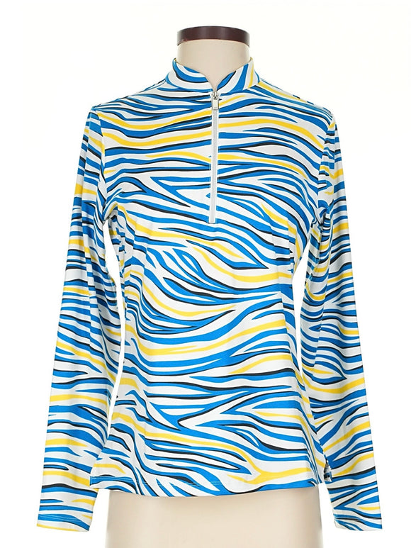 Tail Activewear Kit Long Sleeve Golf Top - Zebra Tails Size S MSP$100
